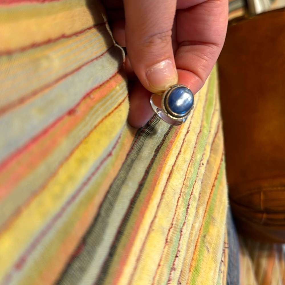 Kyanite Sterling Silver double shank ring